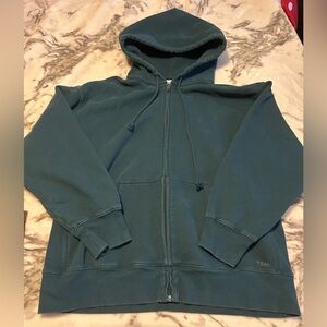 green aritzia tna sweatfleece zipup